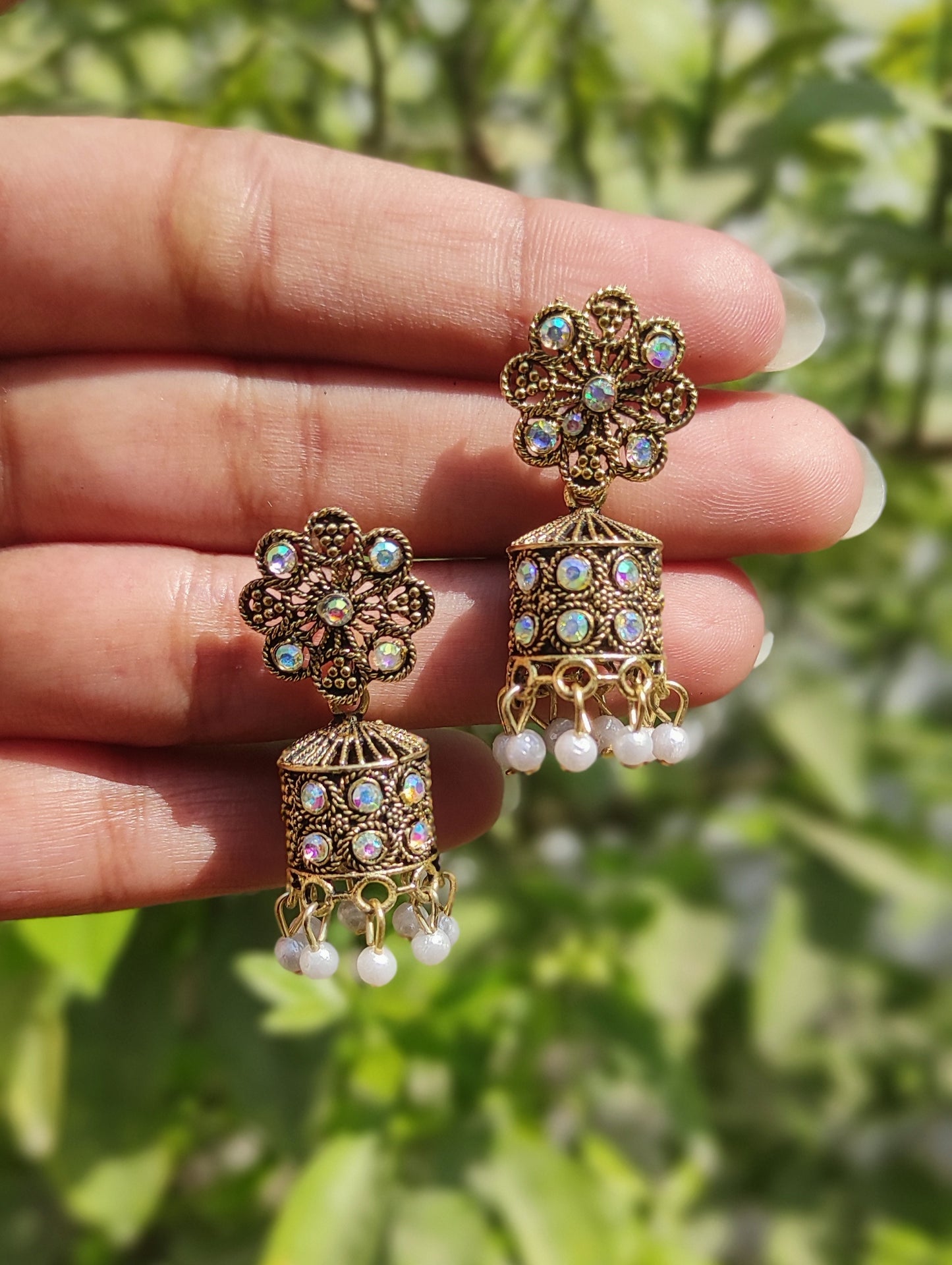 Antique gold mini jhumki