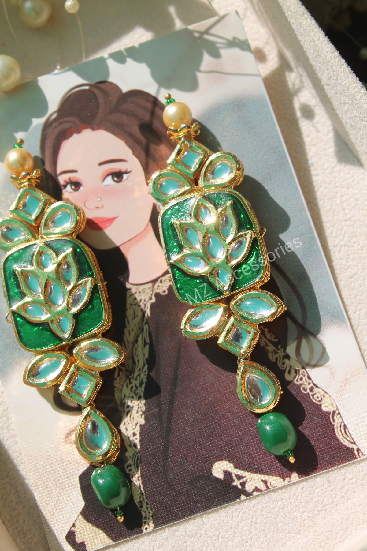 Jaipuri meenakshi kundan earrings