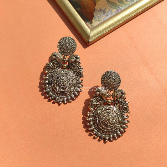 ER-16 Antique gold polish peacock earrings