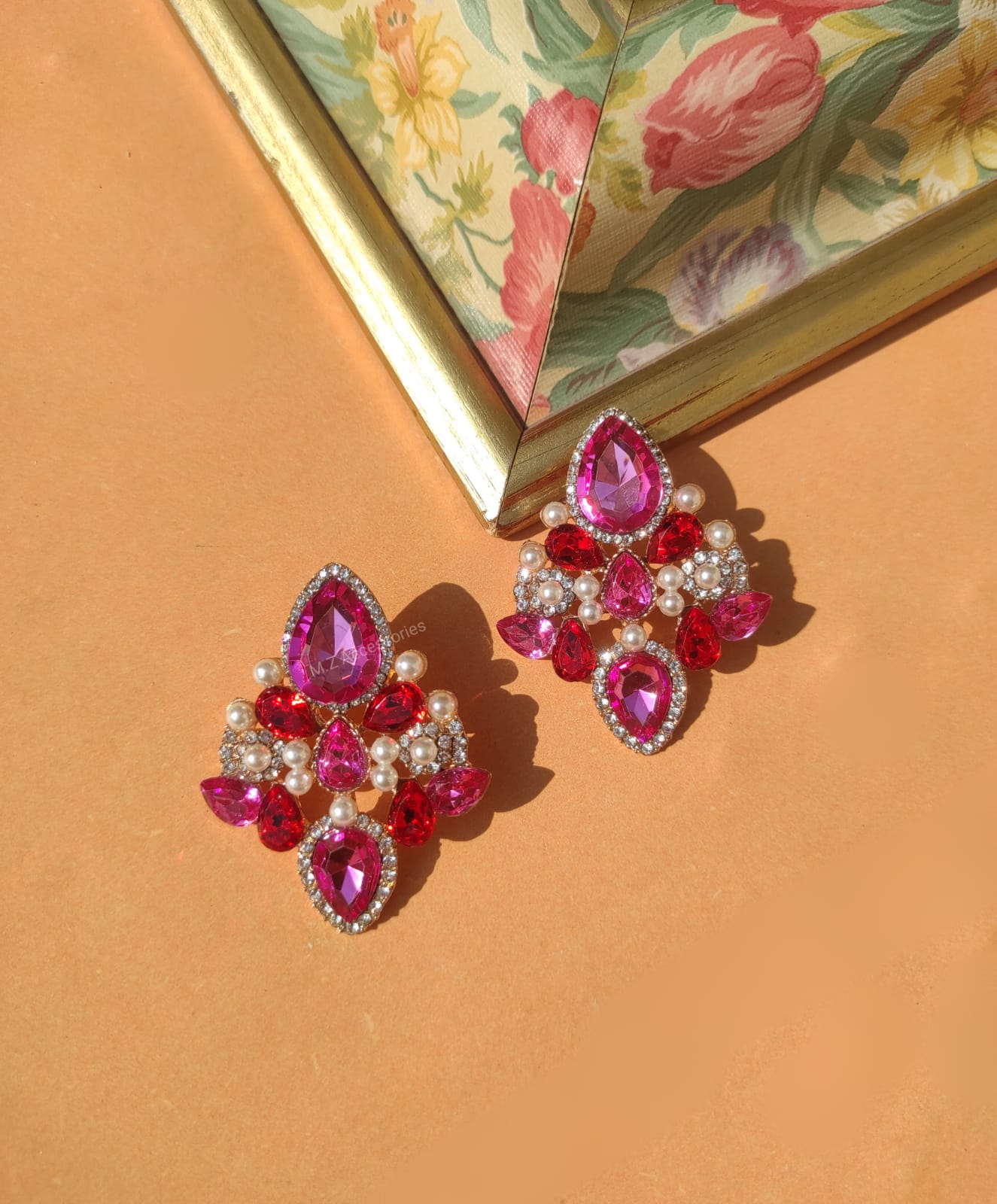 Emerald Pink drop earrings CC-25