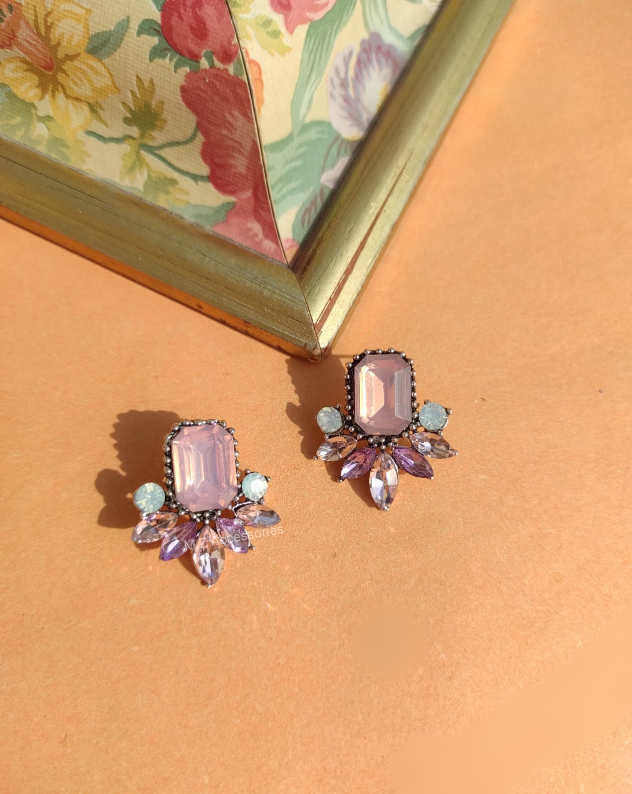 Crystal light pink earrings CC-6