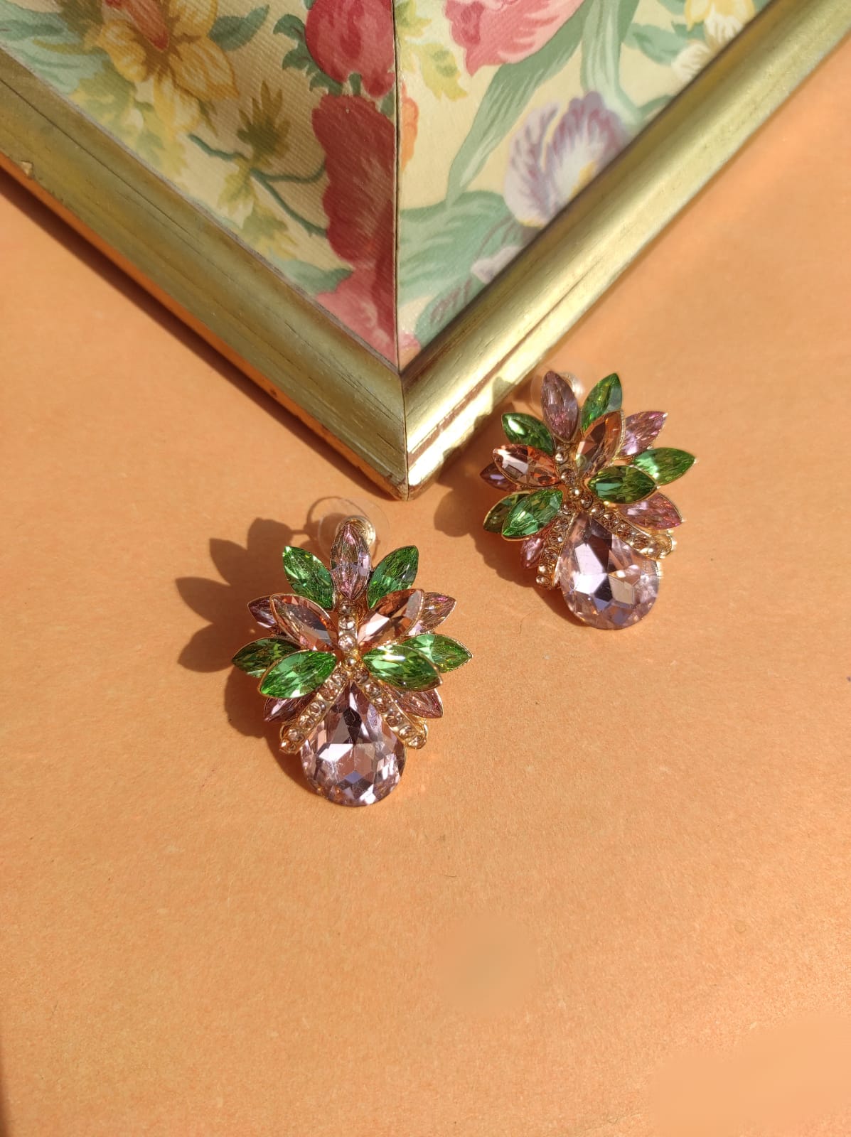 Crystal pink earrings CC-2