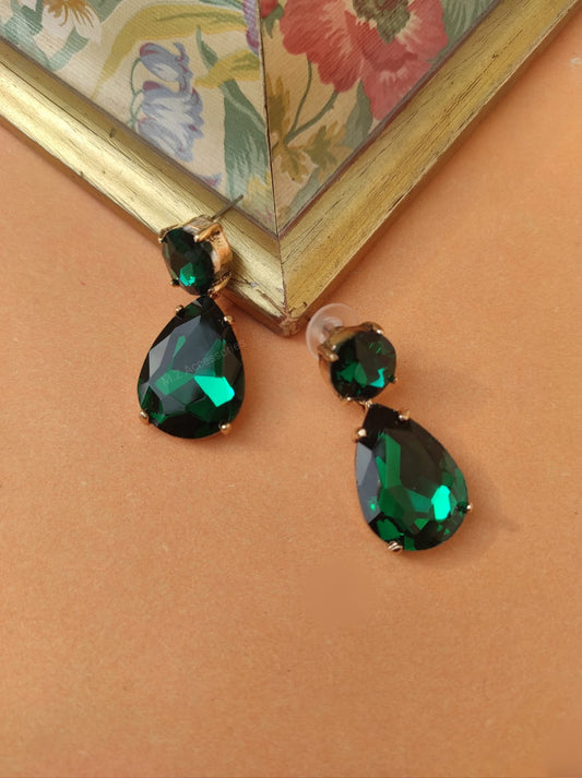 Emerald green drop earrings CC-21