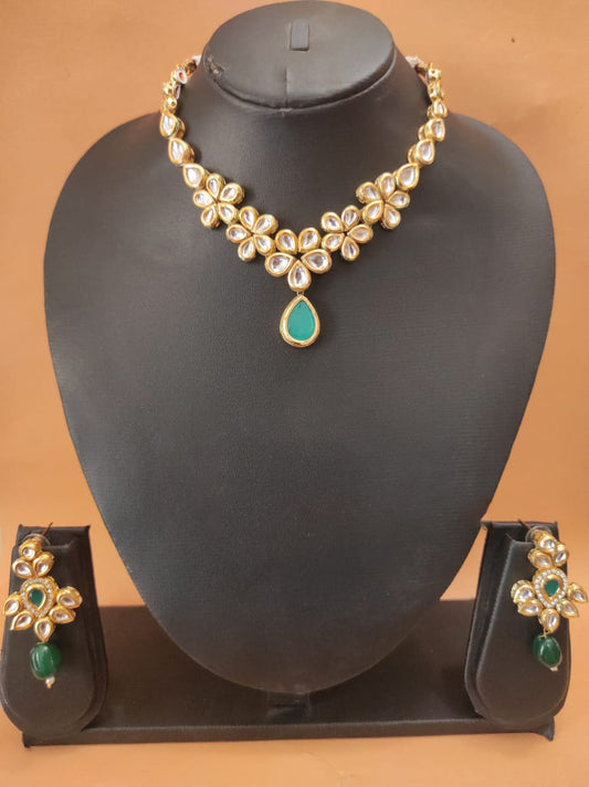 Dual sided wearable kundan necklace set with backside meenakari