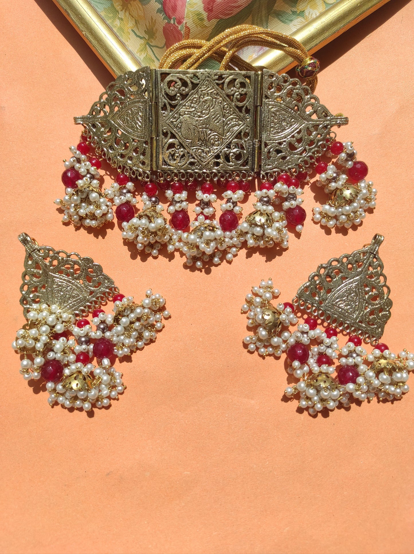 CS-8 Afghan guluband choker with rubi stones