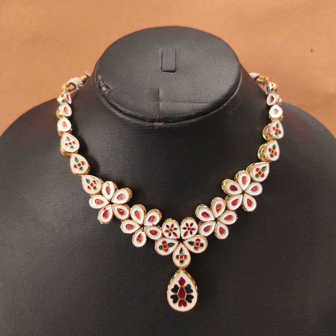 Dual sided wearable kundan necklace set with backside meenakari