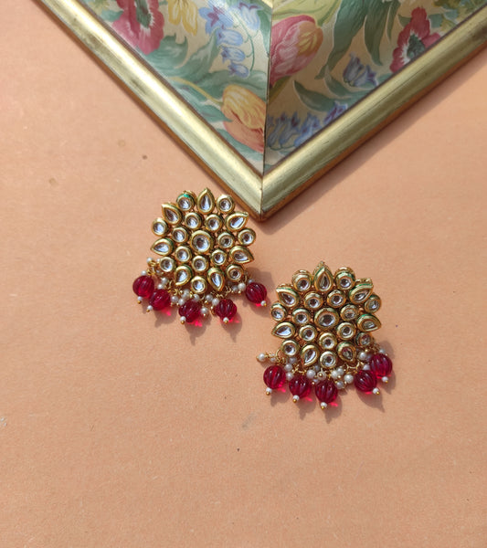 Jaipuri kundan Earrings with back side meena kari