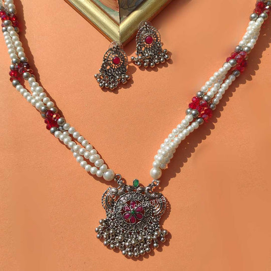 kolhapuri peacock necklace with earrings