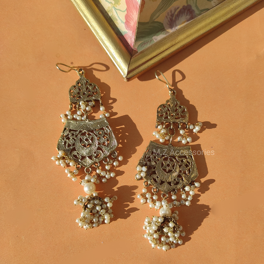 CS-15 Antique gold plated long jhumki earrings