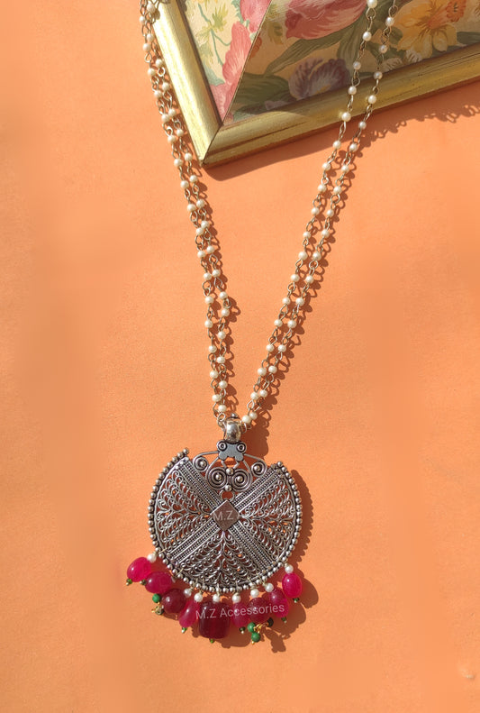 pendant mala with stone hanging