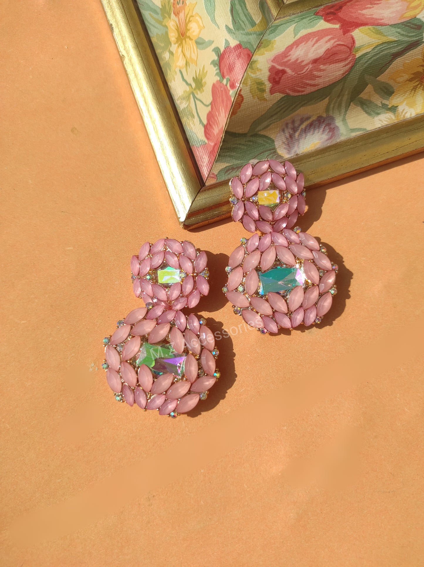 Emerald Light Pink drop earrings CC-24