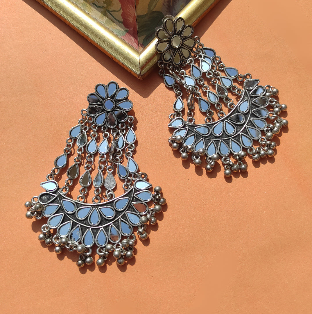 ER-12 Mirror jhoomar style earrings