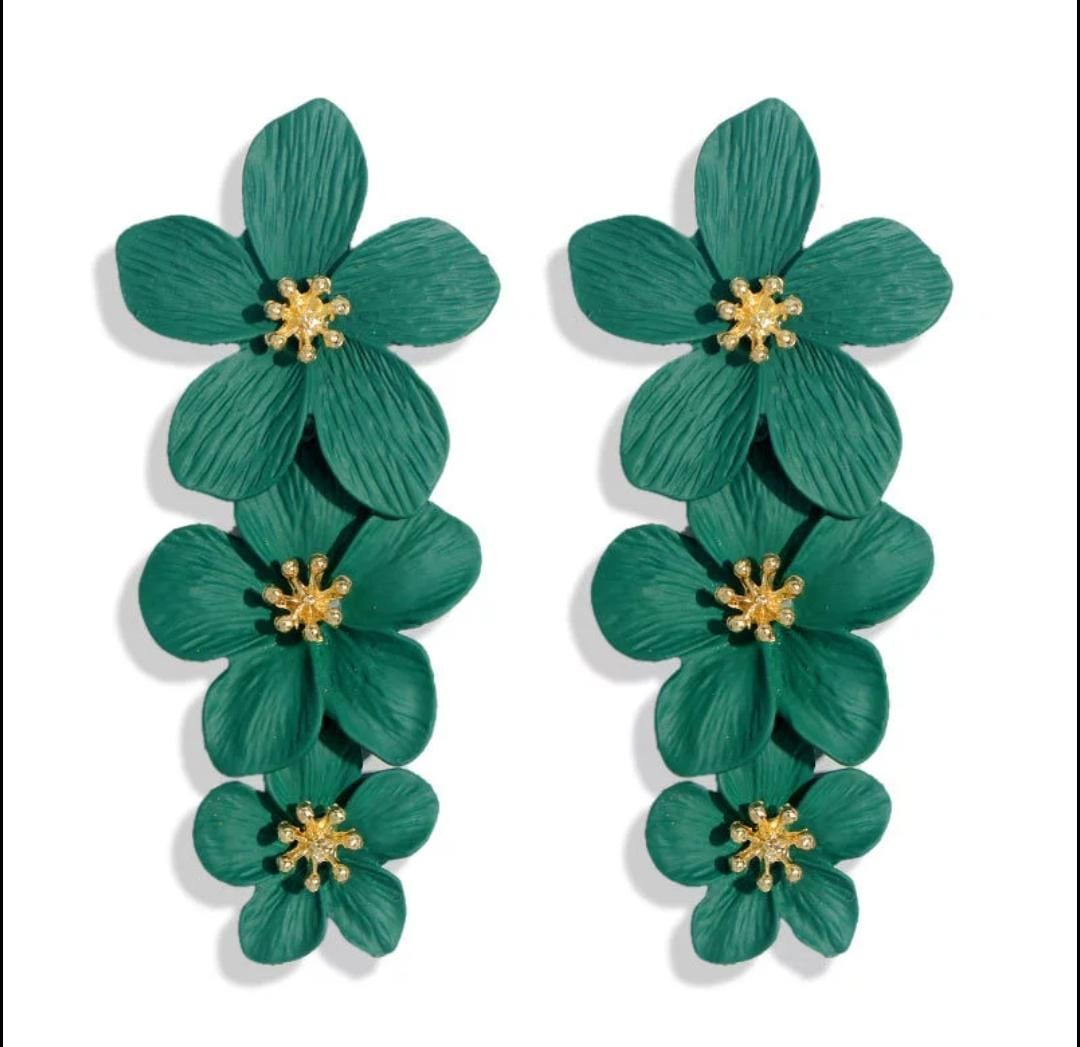 3layered dangling flower earrings