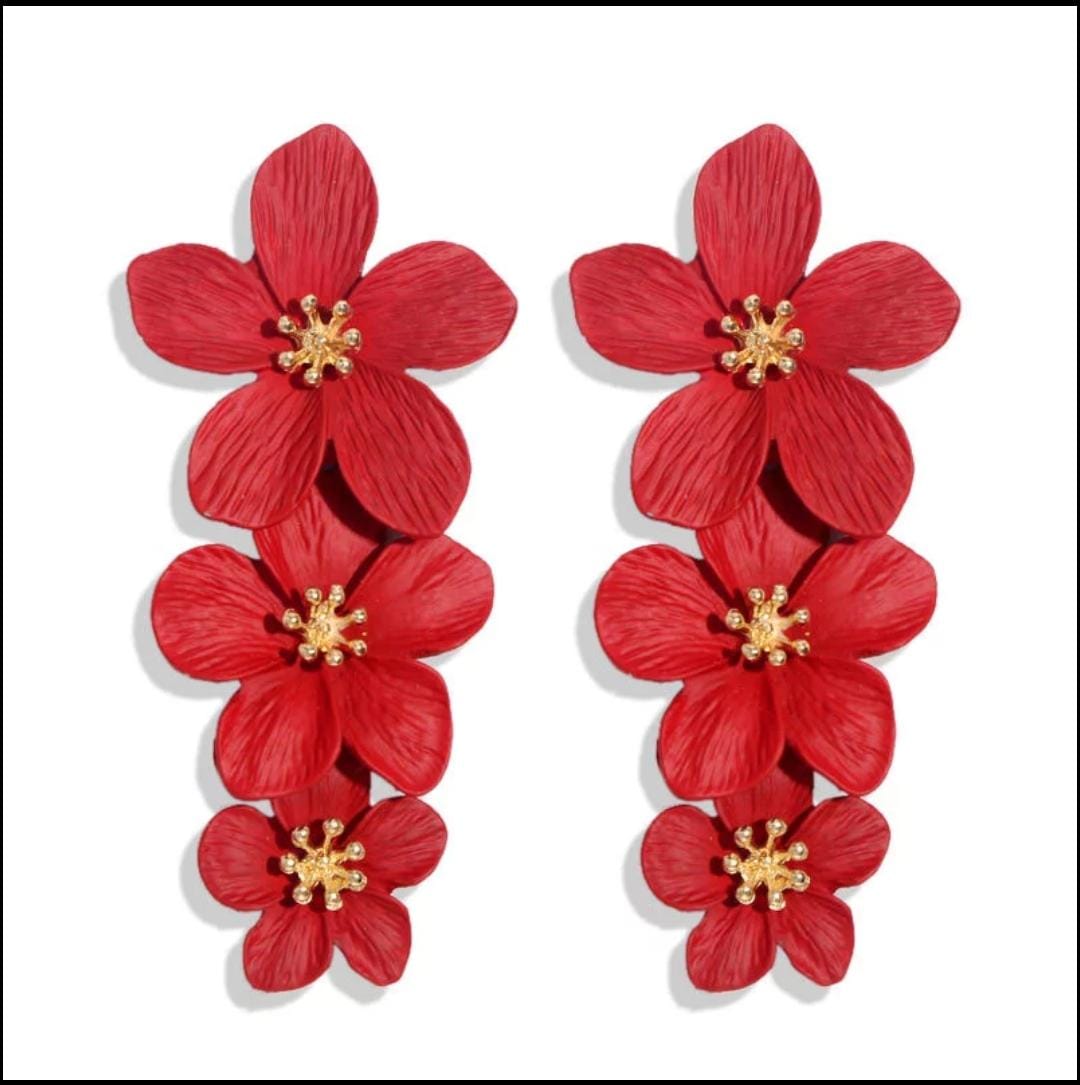 3layered dangling flower earrings