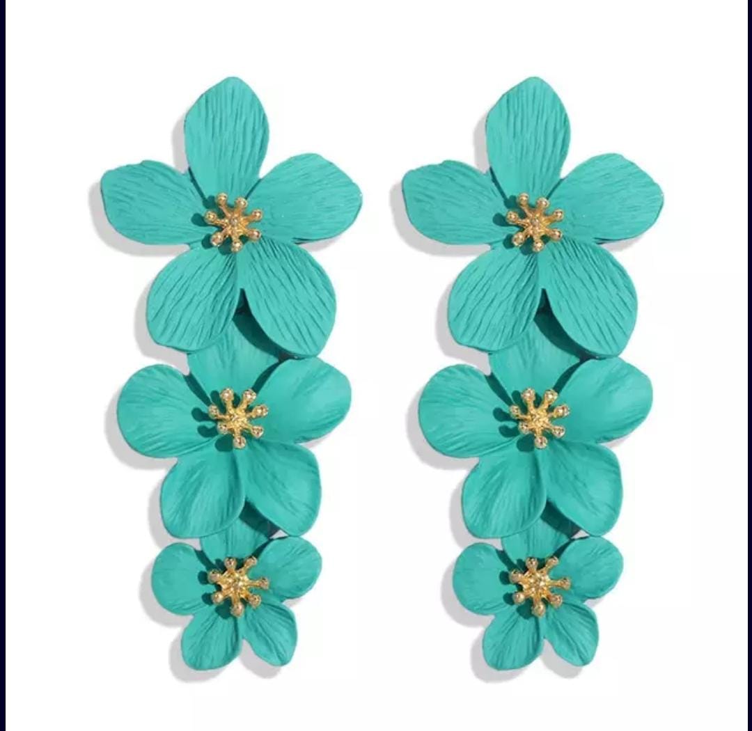 3layered dangling flower earrings