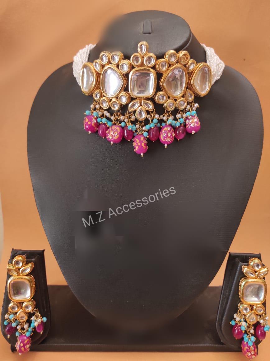 jaipur kundan set with back side meenakari