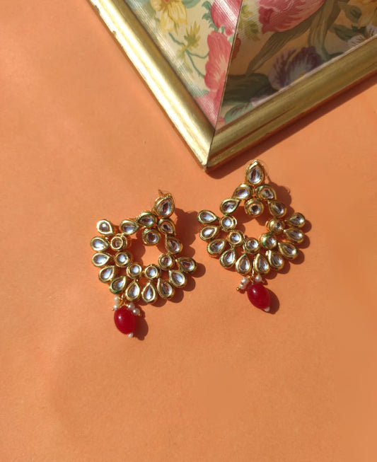 Jaipuri kundan earrings with back side meenakari