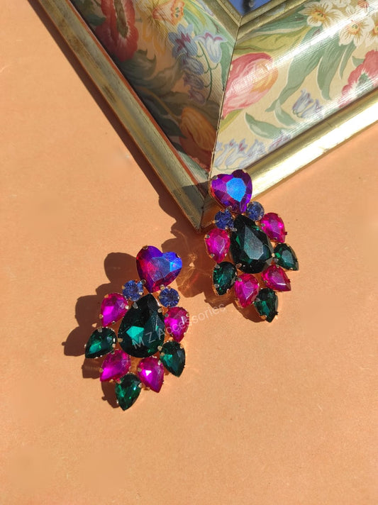 Pink/ Green heart earrings CC-62