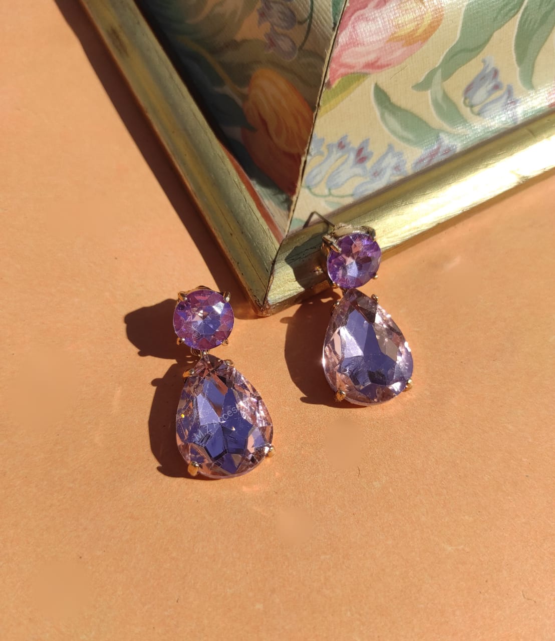 lilac crystal earrings CC-76